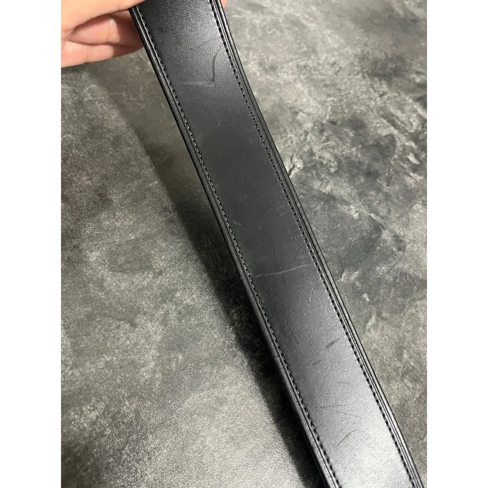 Coach Leather Belt Mens Black Silver Tone Buckle